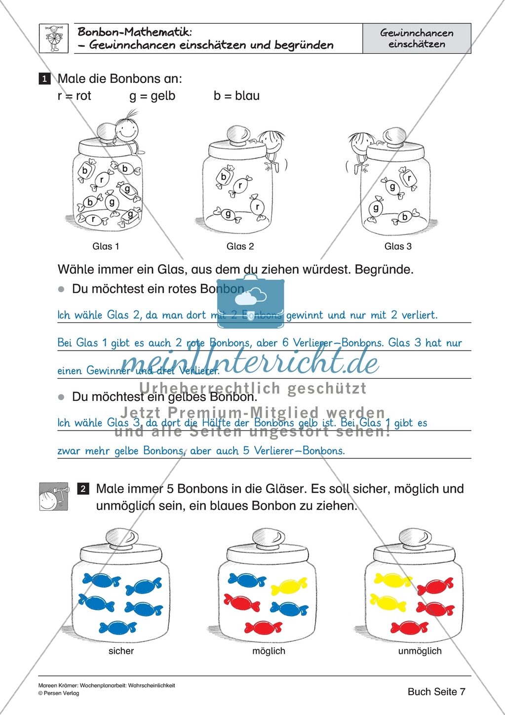 Bonbon-Mathematik - Gewinnchancen einschätzen und begründen Preview 4