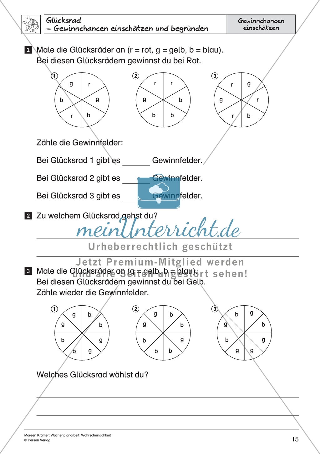 Glücksrad - Gewinnchancen einschätzen und begründen Preview 3