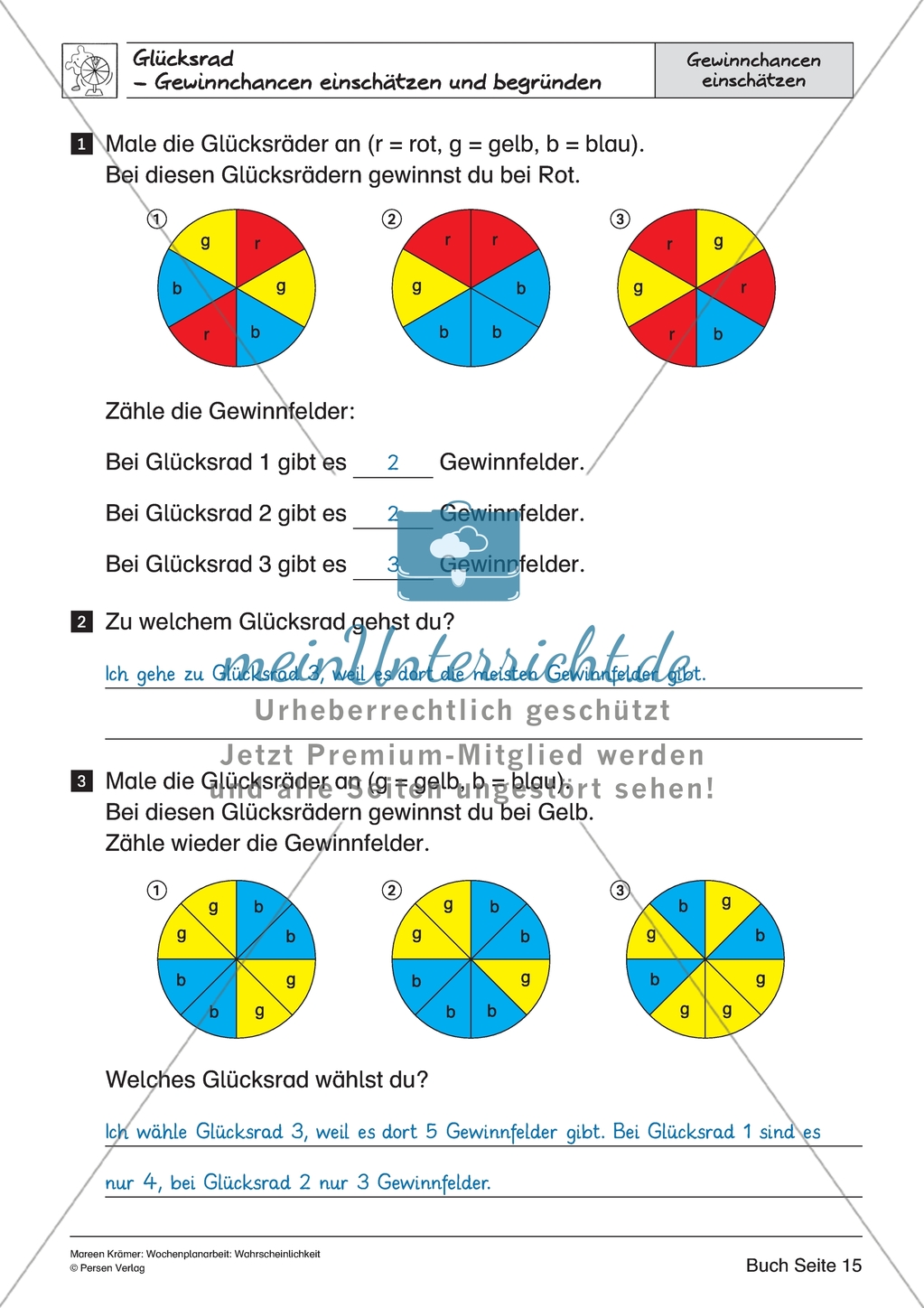 Glücksrad - Gewinnchancen einschätzen und begründen Preview 6