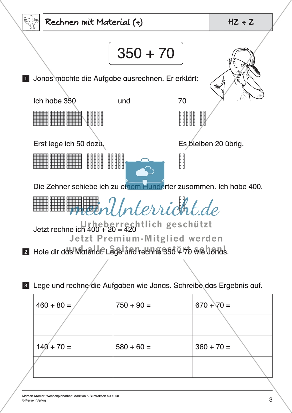 Addition bis Tausend - Materialunterstützte Übung der Addition von Zehnern Preview 1