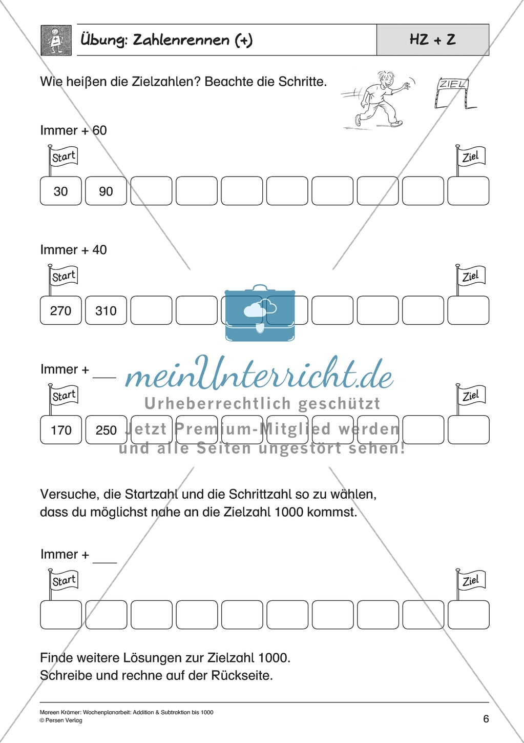 Addition bis Tausend - Zahlenrennen zur Übung der Addition von Zehnern Preview 2