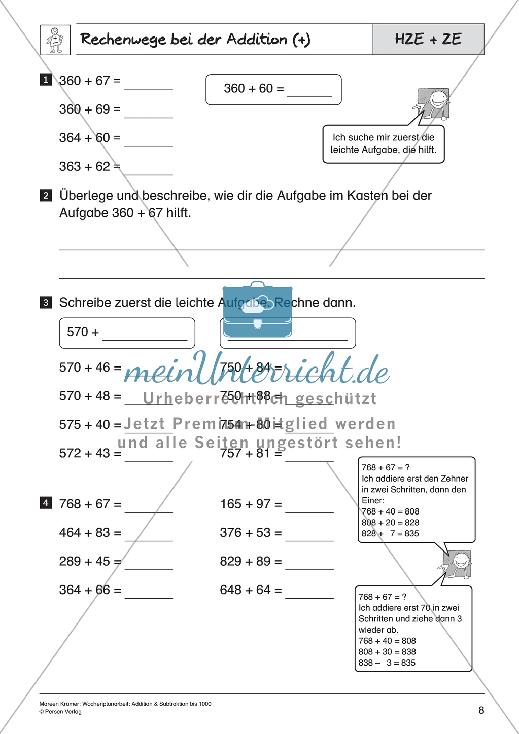 Addition bis Tausend - Rechenwege beim Addieren von Zehnern und Einern Preview 1