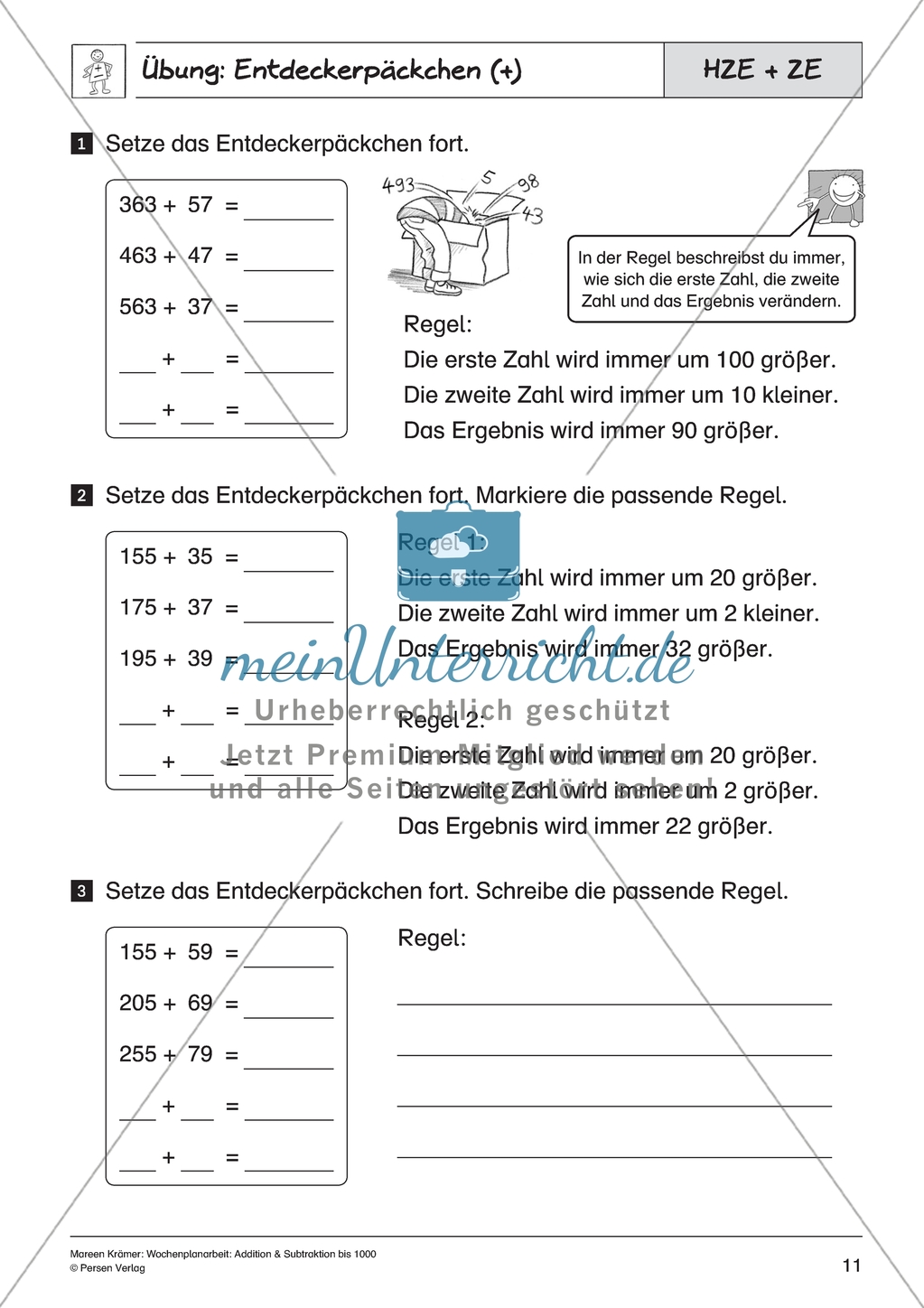 Addition bis Tausend - Entdeckerpäckchen zur Übung der Addition von Zehnern und Einern Preview 1