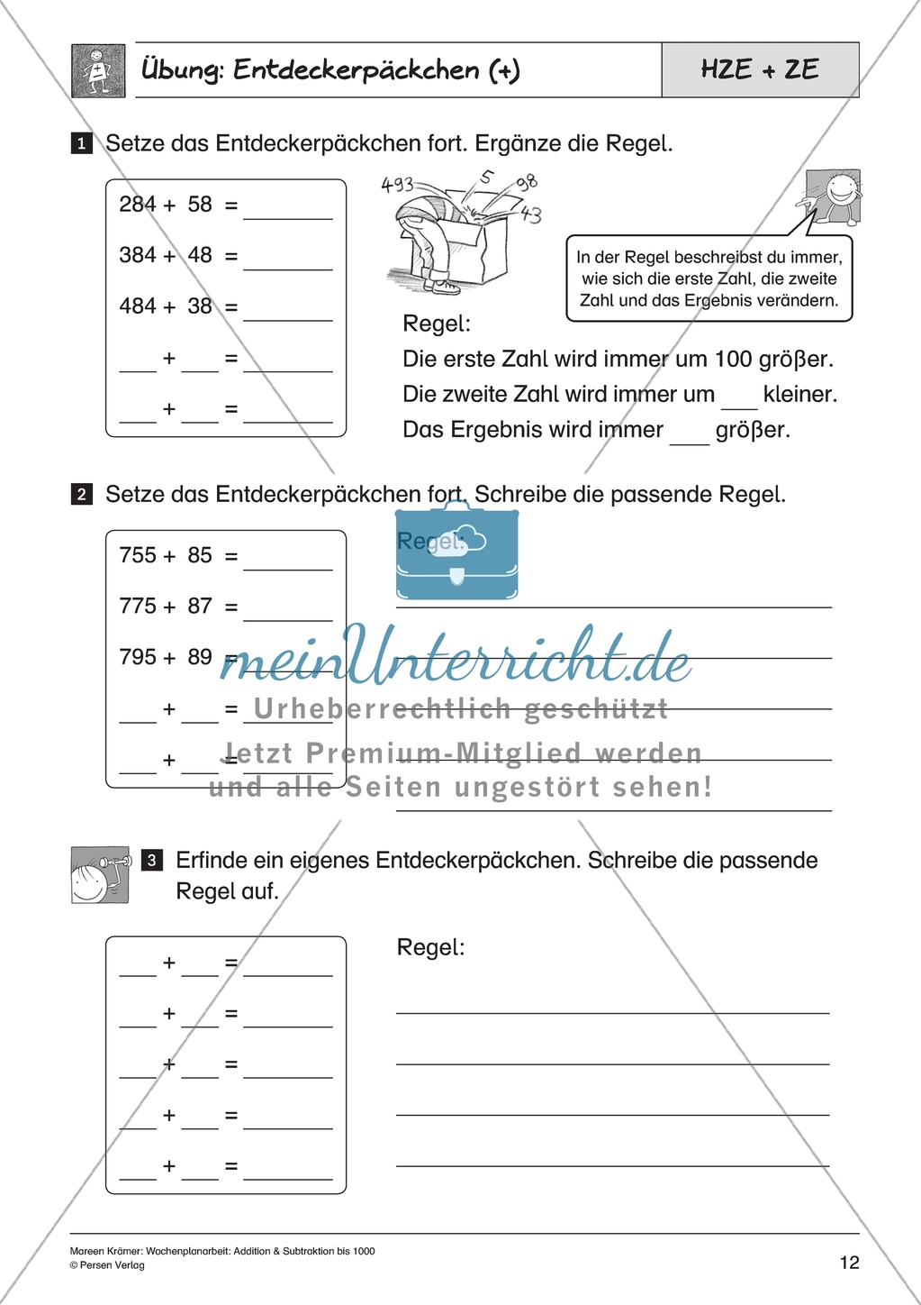 Addition bis Tausend - Entdeckerpäckchen zur Übung der Addition von Zehnern und Einern Preview 2