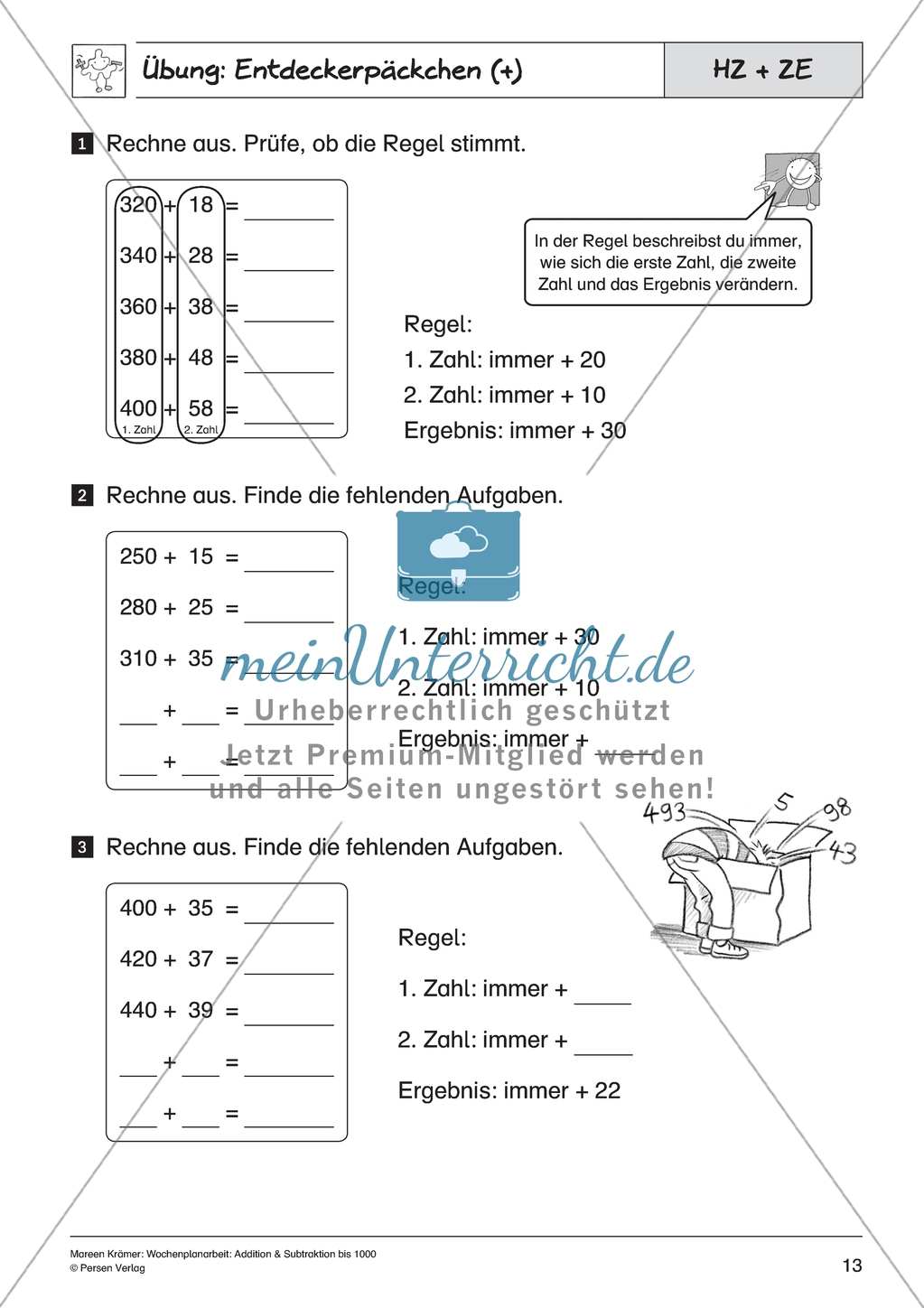 Addition bis Tausend - Entdeckerpäckchen zur Übung der Addition von Zehnern und Einern Preview 3