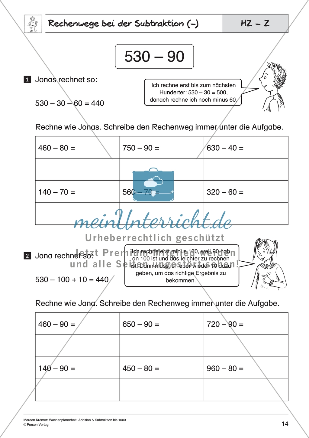 Subtraktion bis Tausend - Rechenwege bei der Subtraktion von Zehnern Preview 1