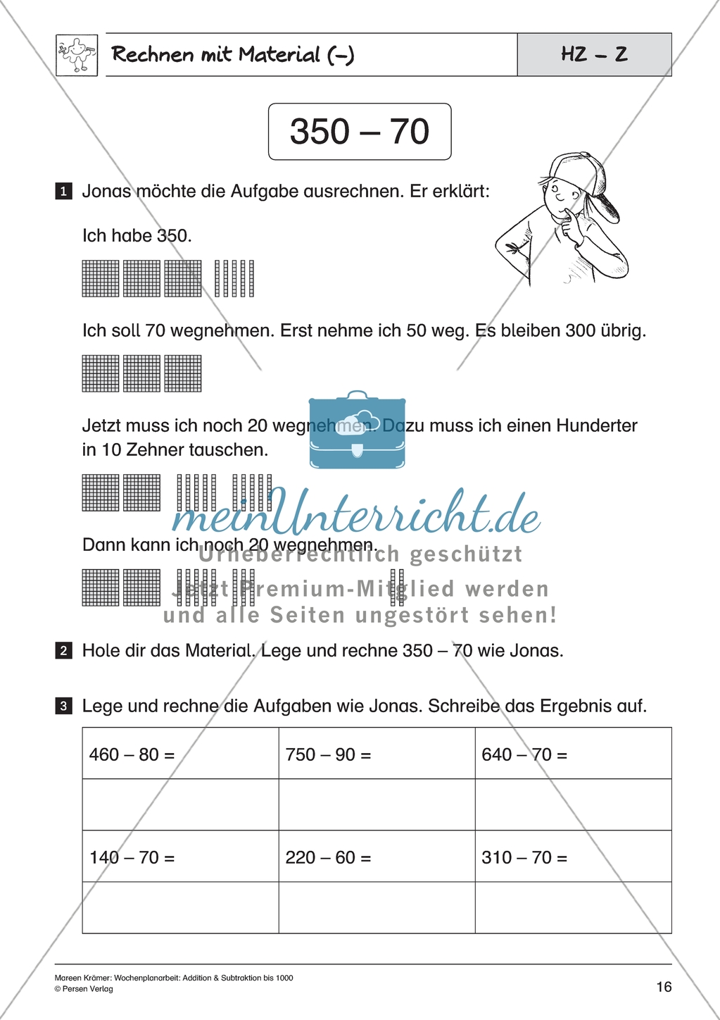 Subtraktion bis Tausend - Materialunterstützte Übung zur Subtraktion von Zehnern Preview 1