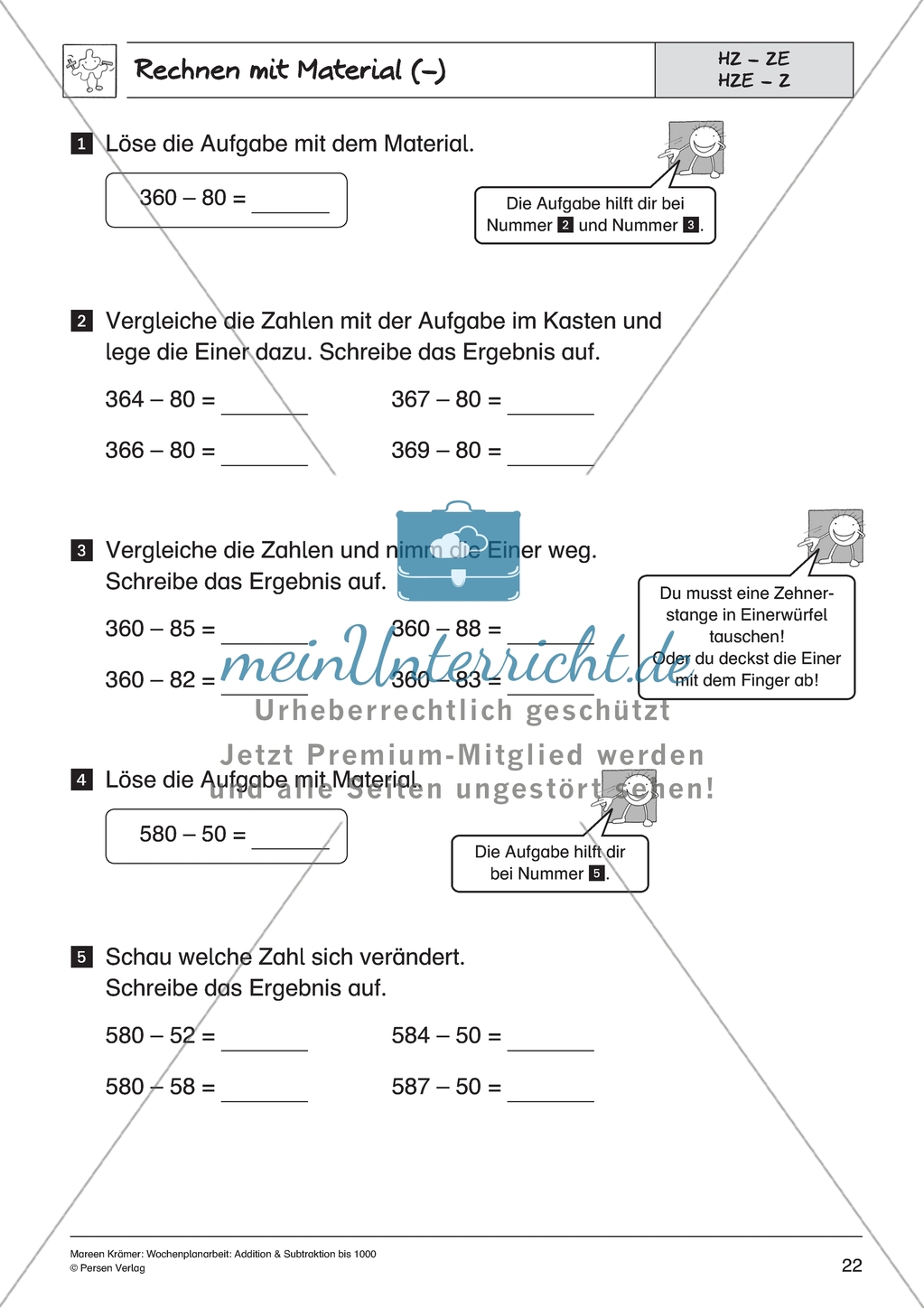 Subtraktion bis Tausend - Materialunterstützte Übung zur Subtraktion von Zehnern und Einern Preview 1