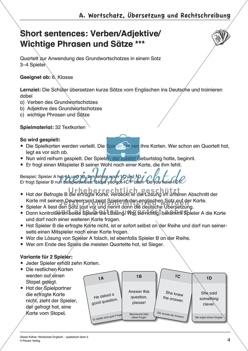 Spielerische Wortschatzübungen auf hohem Anforderungsniveau: Adjektive und wichtige Phrasen übersetzen Preview 1