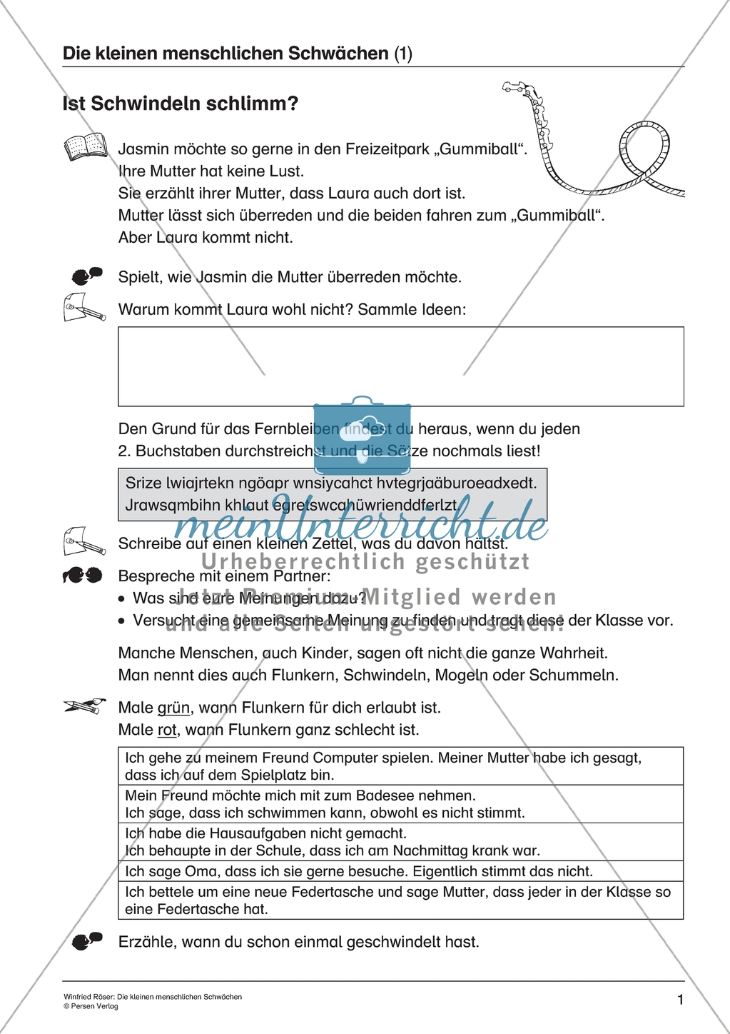 Die kleinen menschlichen Schwächen - Ist Schwindeln schlimm?: Eigene Einschätzungen erarbeiten Preview 1