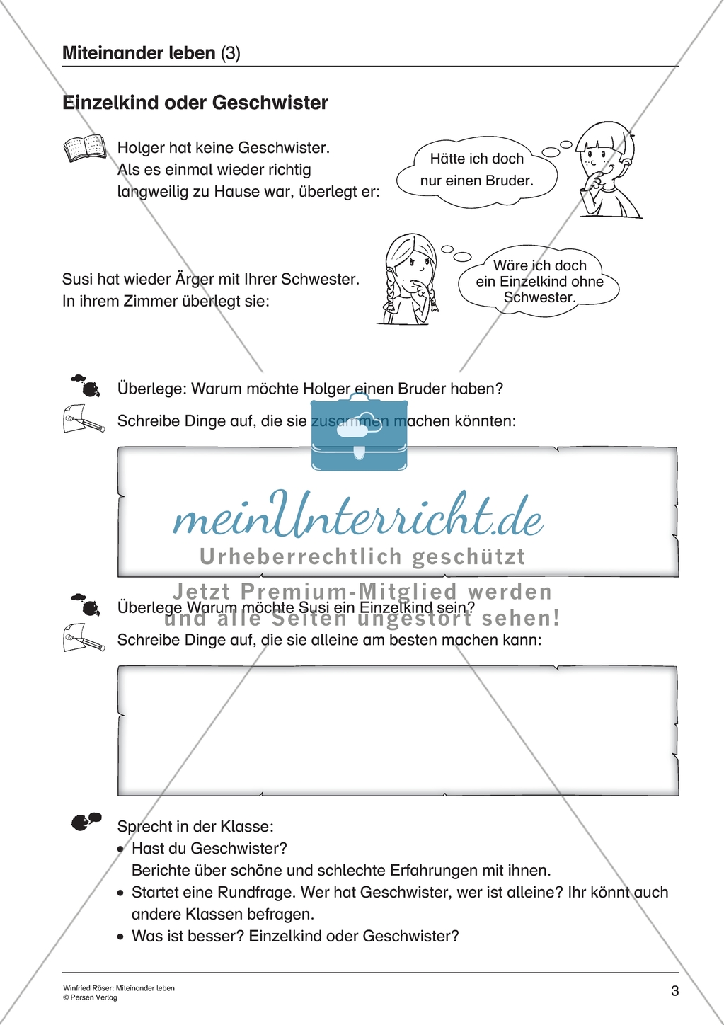 Miteinander leben - Einzelkind oder Geschwister: Erfahrungen berichten und Vor- und Nachteile identifizieren Preview 1