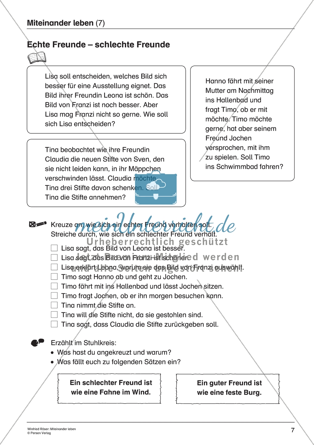 Miteinander leben - Echte Freunde vs. schlechte Freunde: Verhaltensweisen identifizieren Preview 1