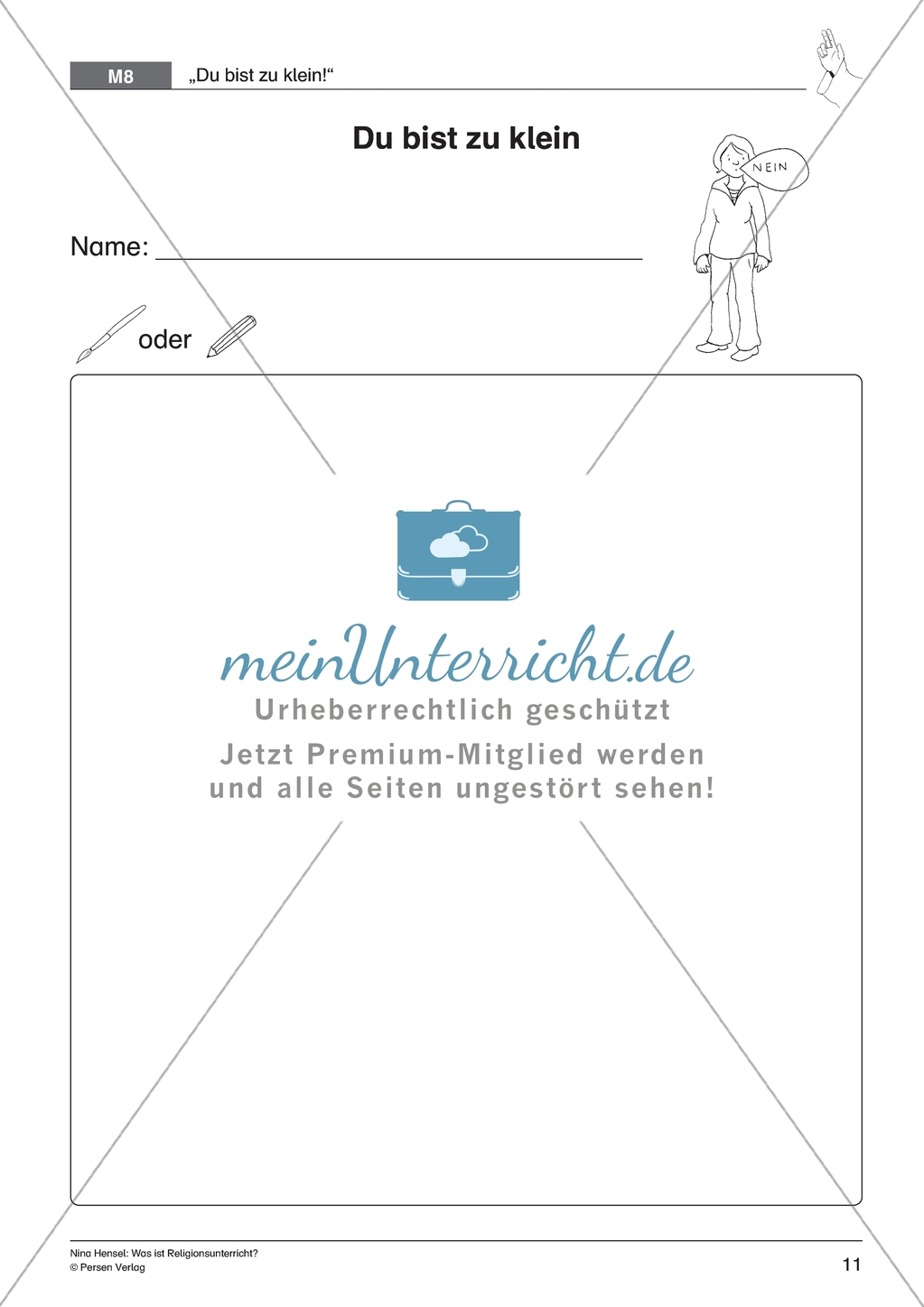 Was ist Religionsunterricht: Kindersegnungen - Du bist zu klein Preview 4