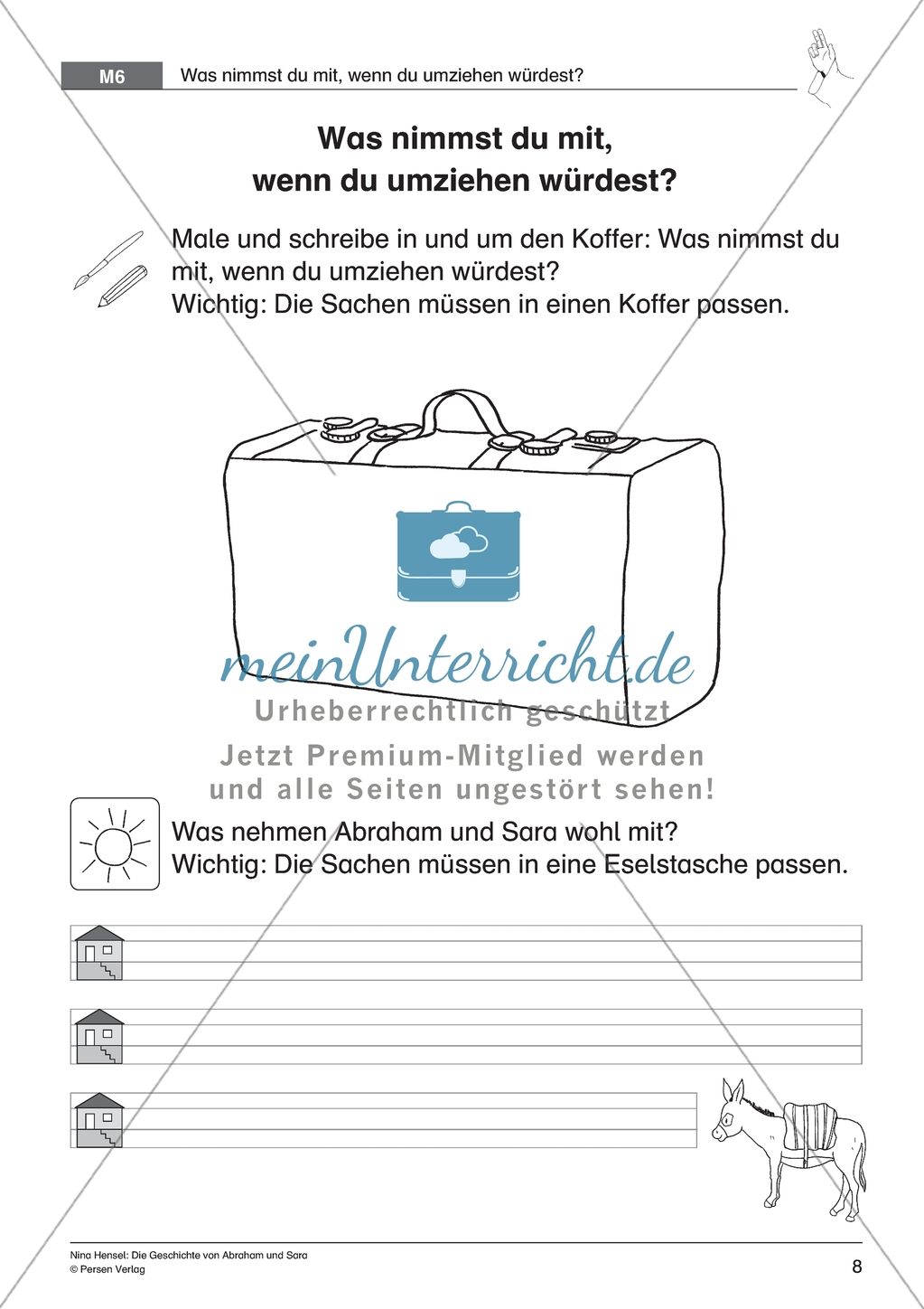 Abraham und Sara bekommen einen Auftrag - Geschichte anhand von Bildern nachvollziehen + Einen fiktiven Koffer packen Preview 5