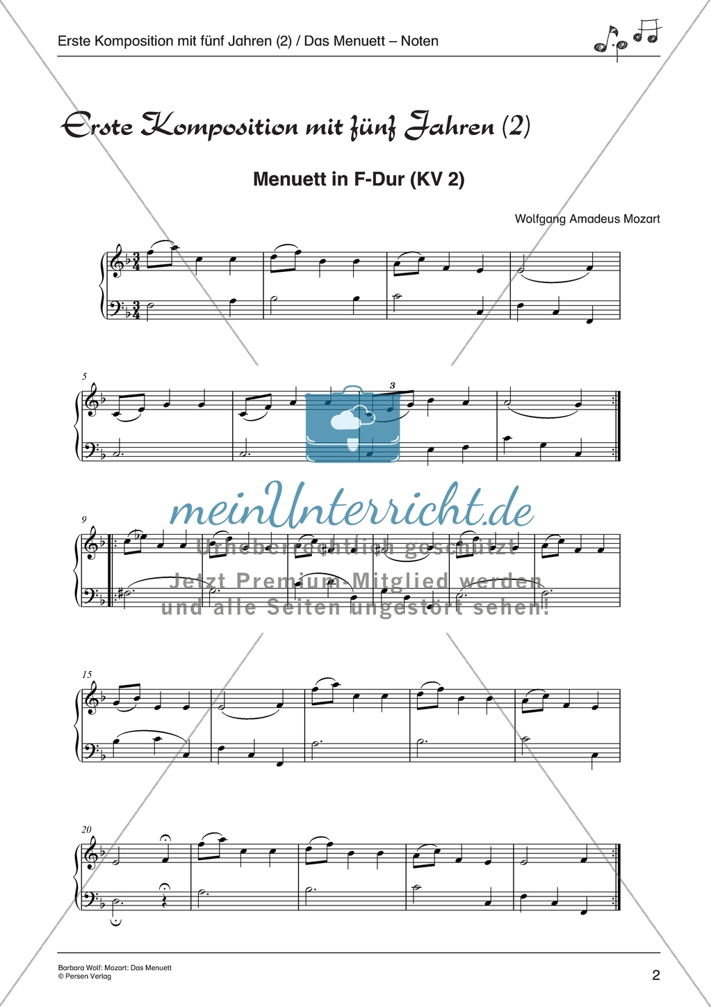 Mozart: Das Menuett - Erste Komposition mit fünf Jahren Preview 2