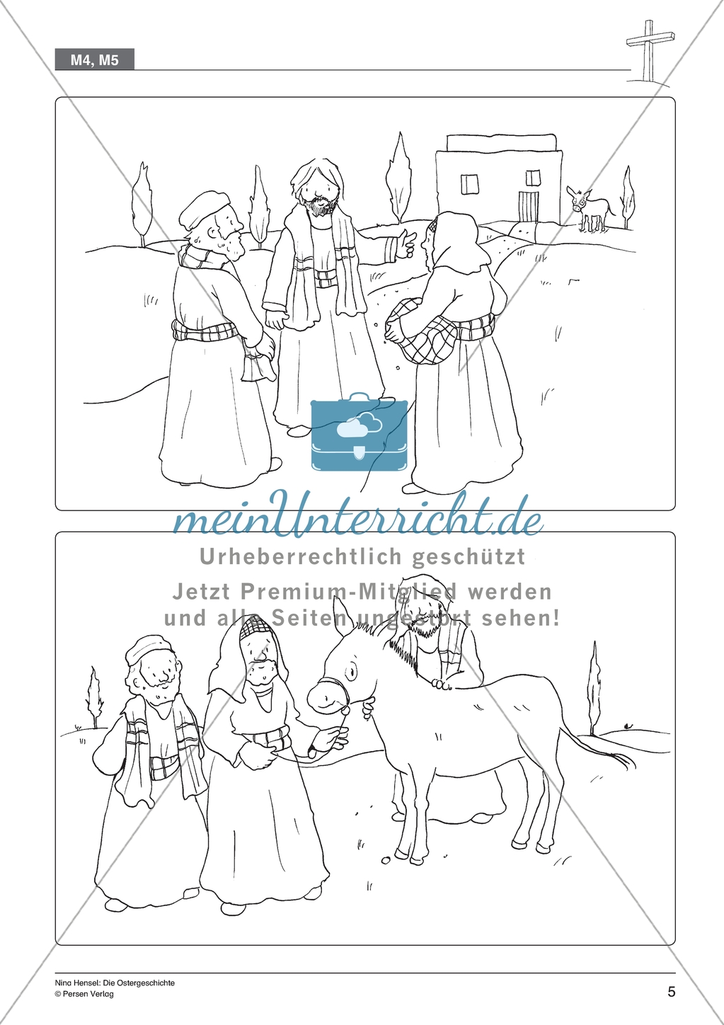 Die Ostergeschichte - Jesus zieht in Jerusalem ein: Geschichte anhand von Erzählbildern nachvollziehen + Bild gestalten Preview 3