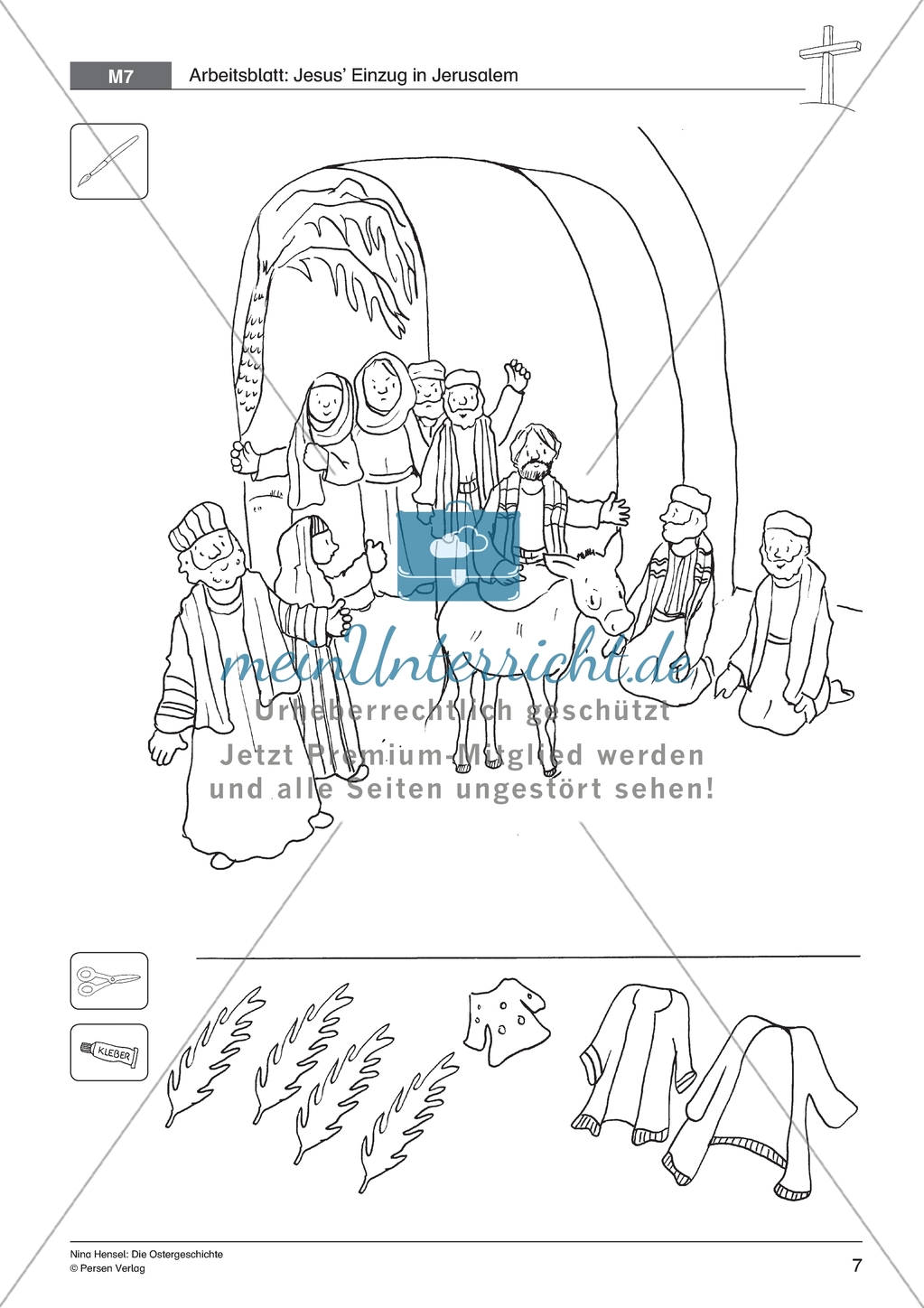 Die Ostergeschichte - Jesus zieht in Jerusalem ein: Geschichte anhand von Erzählbildern nachvollziehen + Bild gestalten Preview 5
