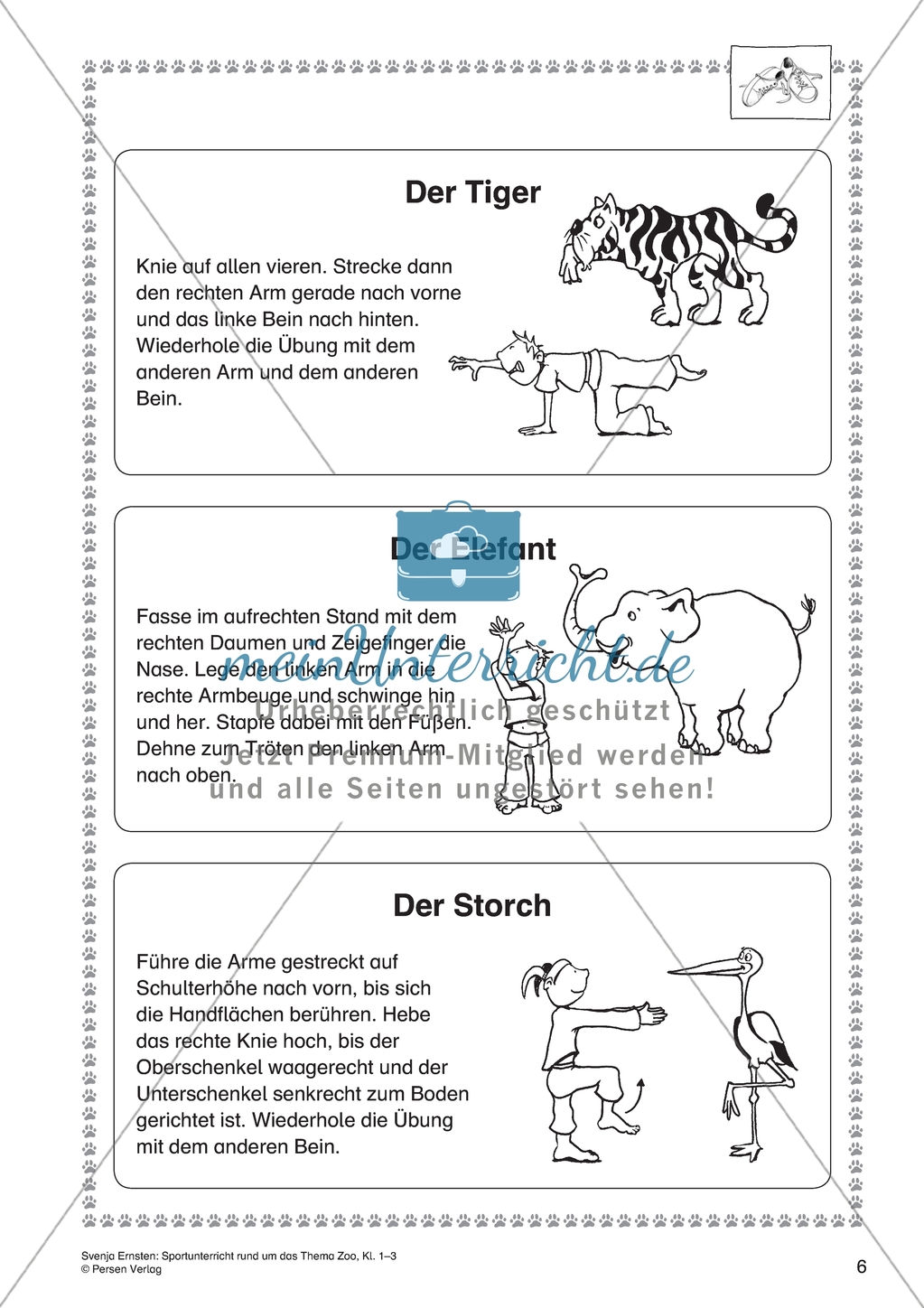 Sportunterricht rund um das Thema Zoo: Yoga-Übungen mit Tieren Preview 2
