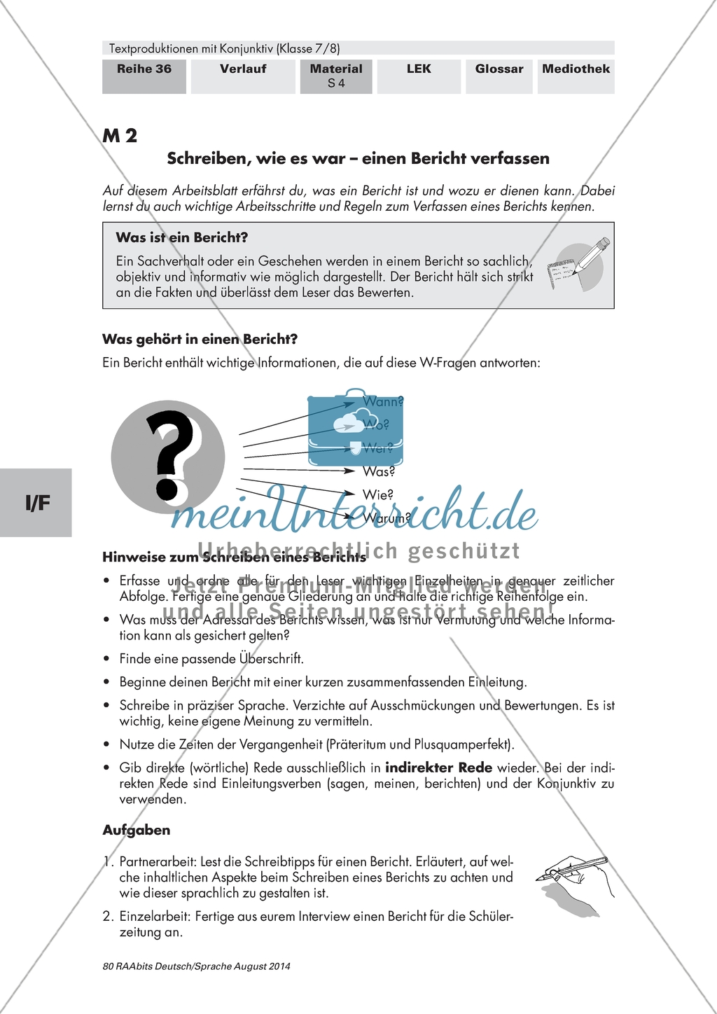 Texproduktion mit Konjunktiv: Die Textsorte Bericht kennenlernen Preview 1