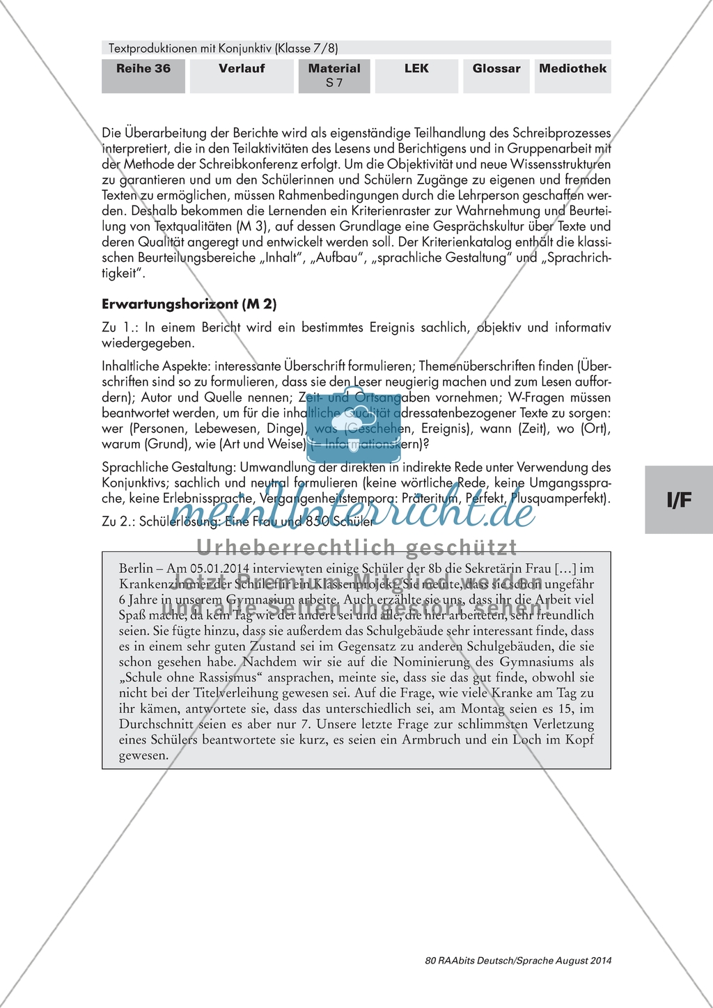 Texproduktion mit Konjunktiv: Die Textsorte Bericht kennenlernen Preview 4