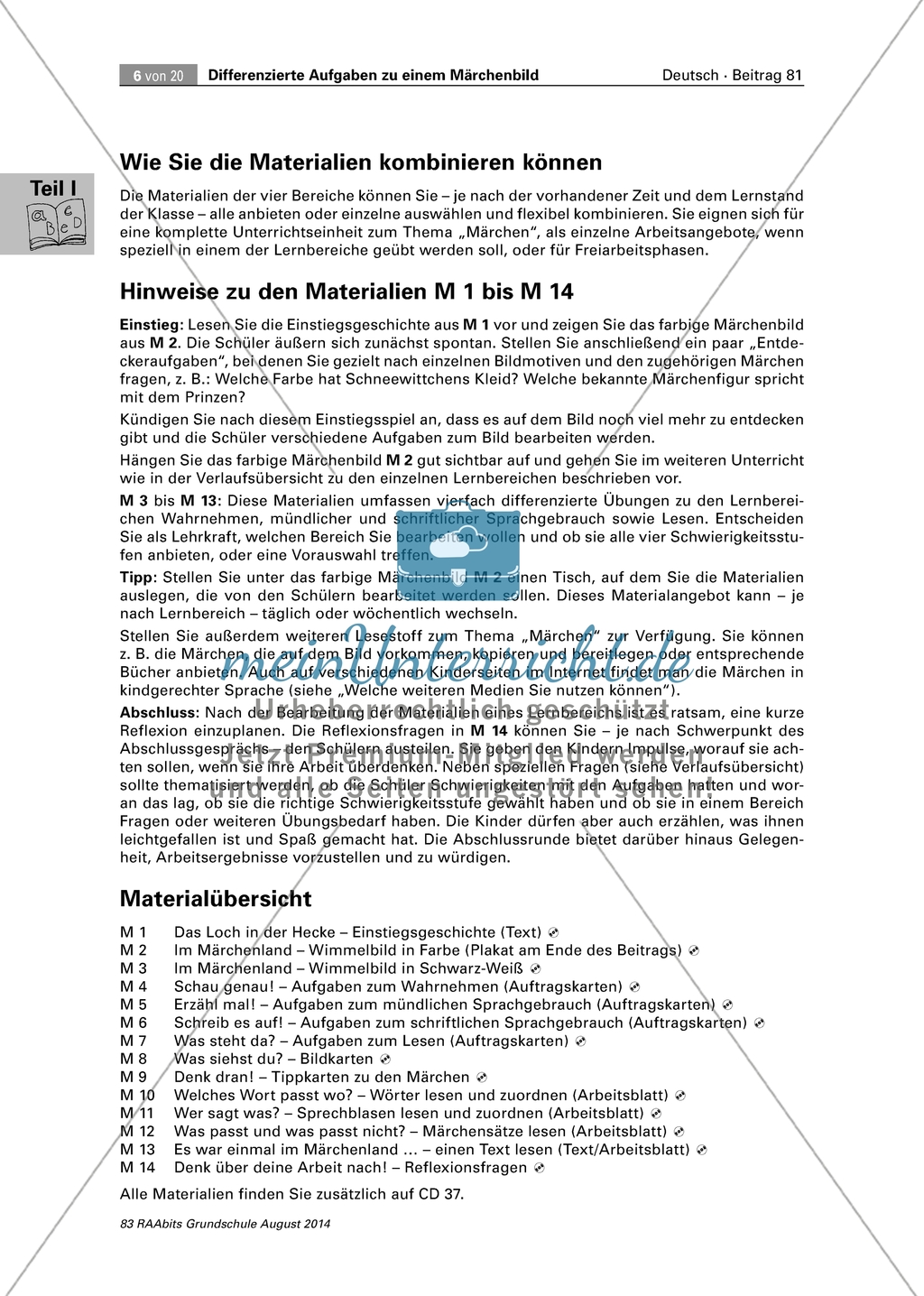 Differenzierte Aufgaben zu einem Märchenbild - Schulung der Wahrnehmungskompetenz Preview 1