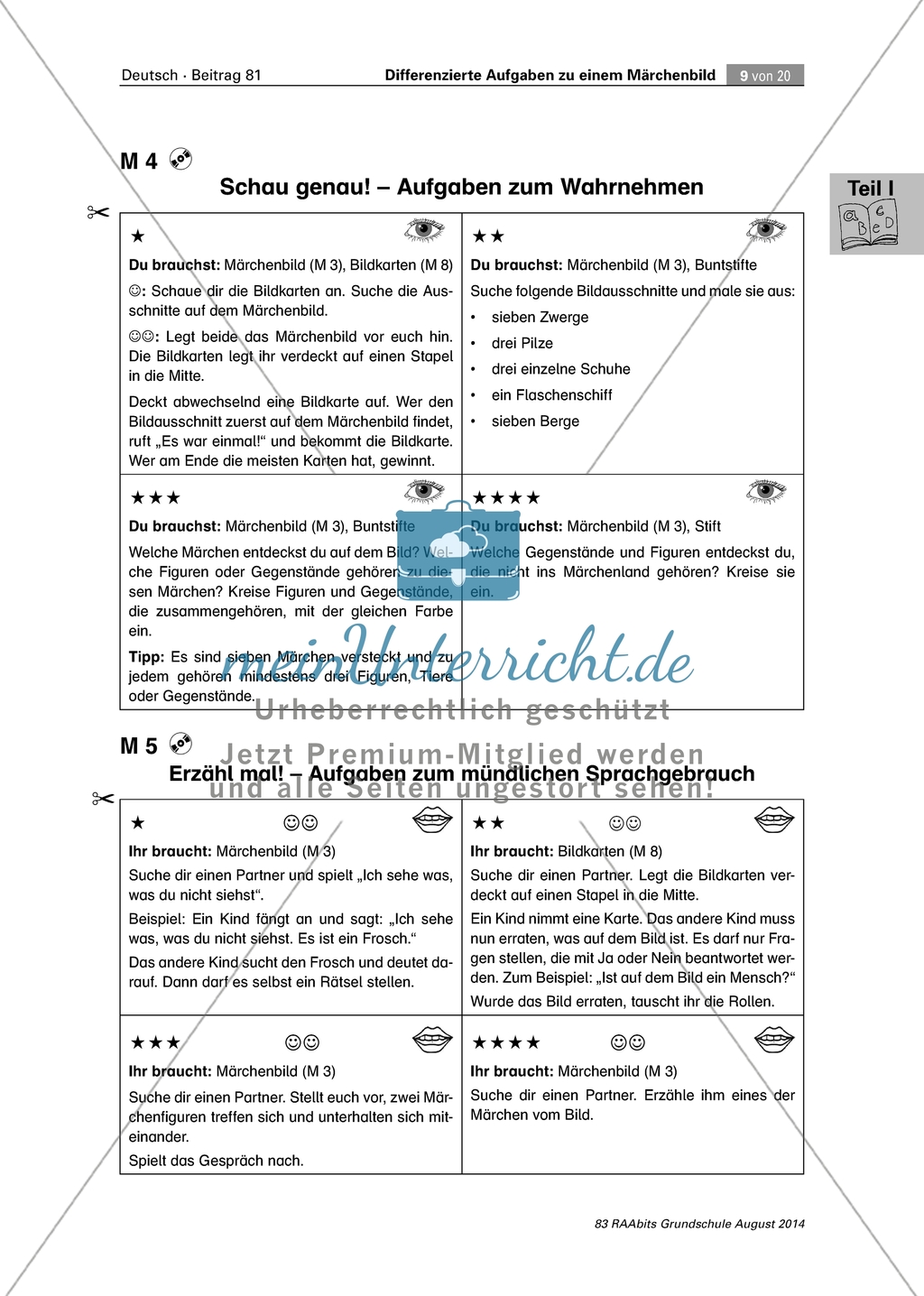 Differenzierte Aufgaben zu einem Märchenbild - Schulung der Wahrnehmungskompetenz Preview 3