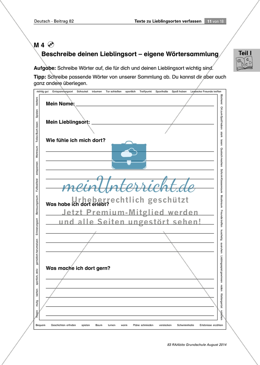 Texte zu Lieblingsorten verfassen - Anlegen einer Wörtersammlung Preview 4