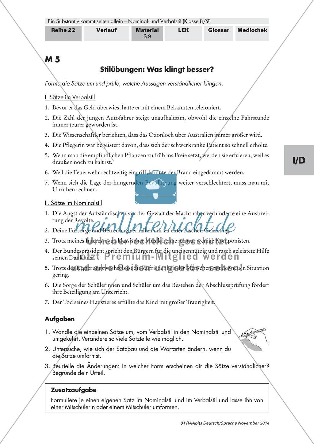 Nominal- und Verbalstil - Auseinandersetzung mit einem Informationstext zum Nominalstil Preview 3