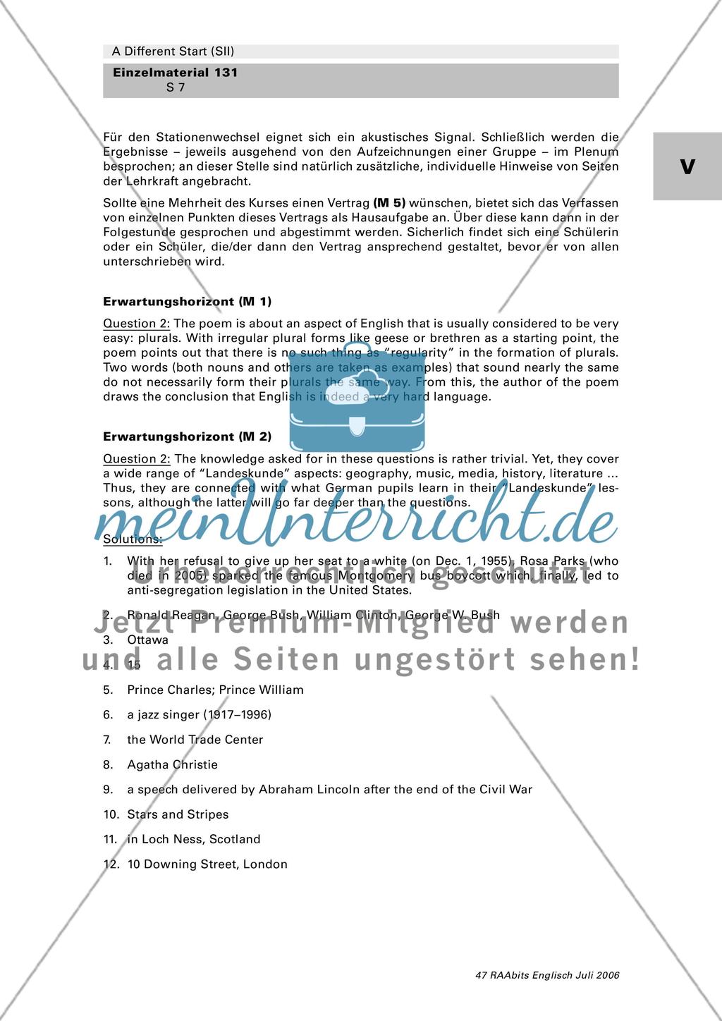 A Different Start – Eine Stationenrallye als Einführung in einen Oberstufenkurs (S II) Preview 7