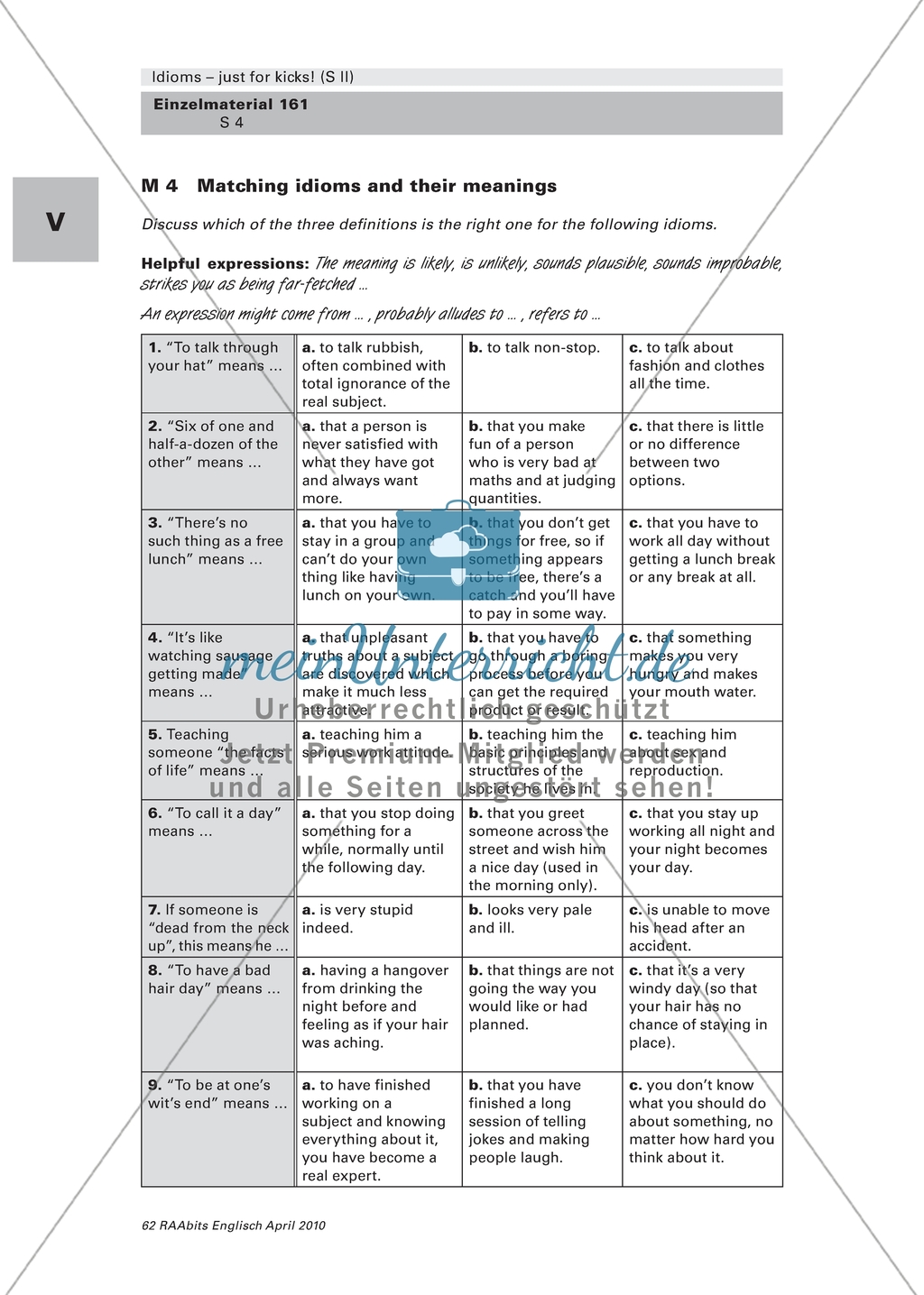 Idioms and their meaning Preview 1