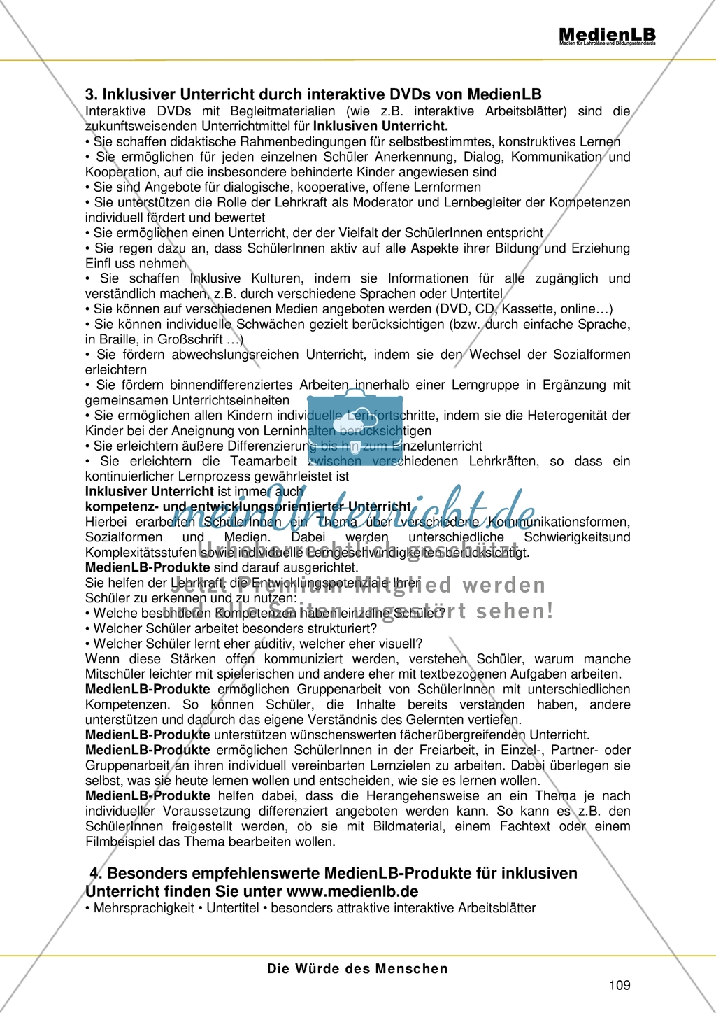 Inklusion im Unterricht - Erläuterungen zum inklusiven Unterricht und zum Einsatz von interaktiven DVDs Preview 2