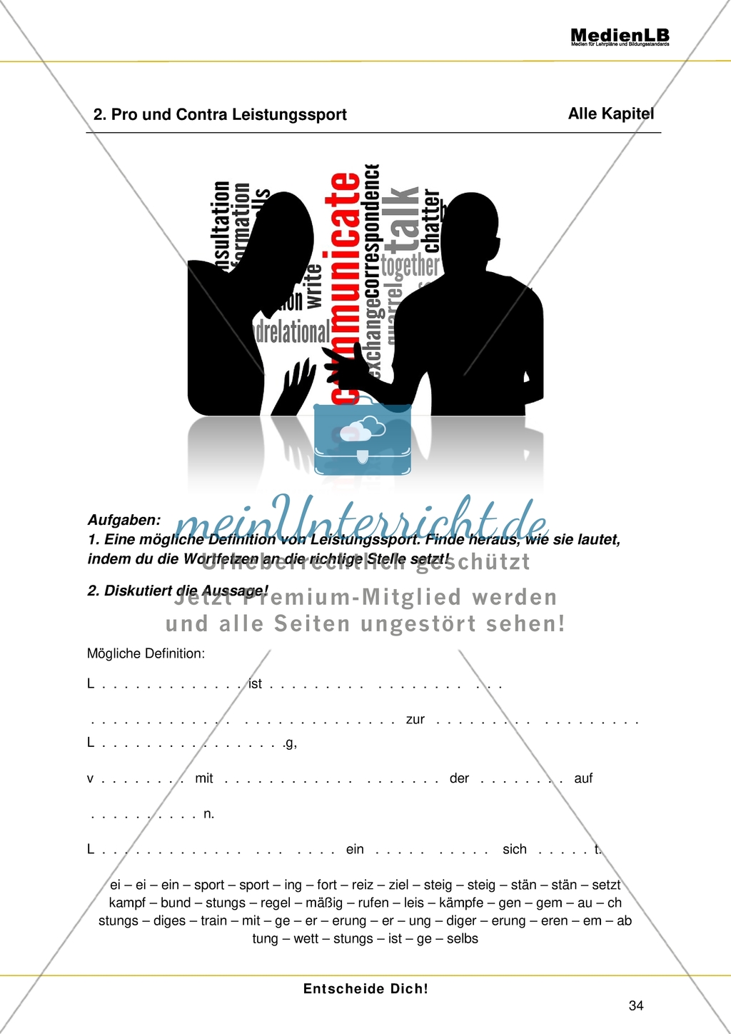 Doping im Sport - Pro und Contra Leistungssport: Eine Definition erarbeiten und diskutieren Preview 1