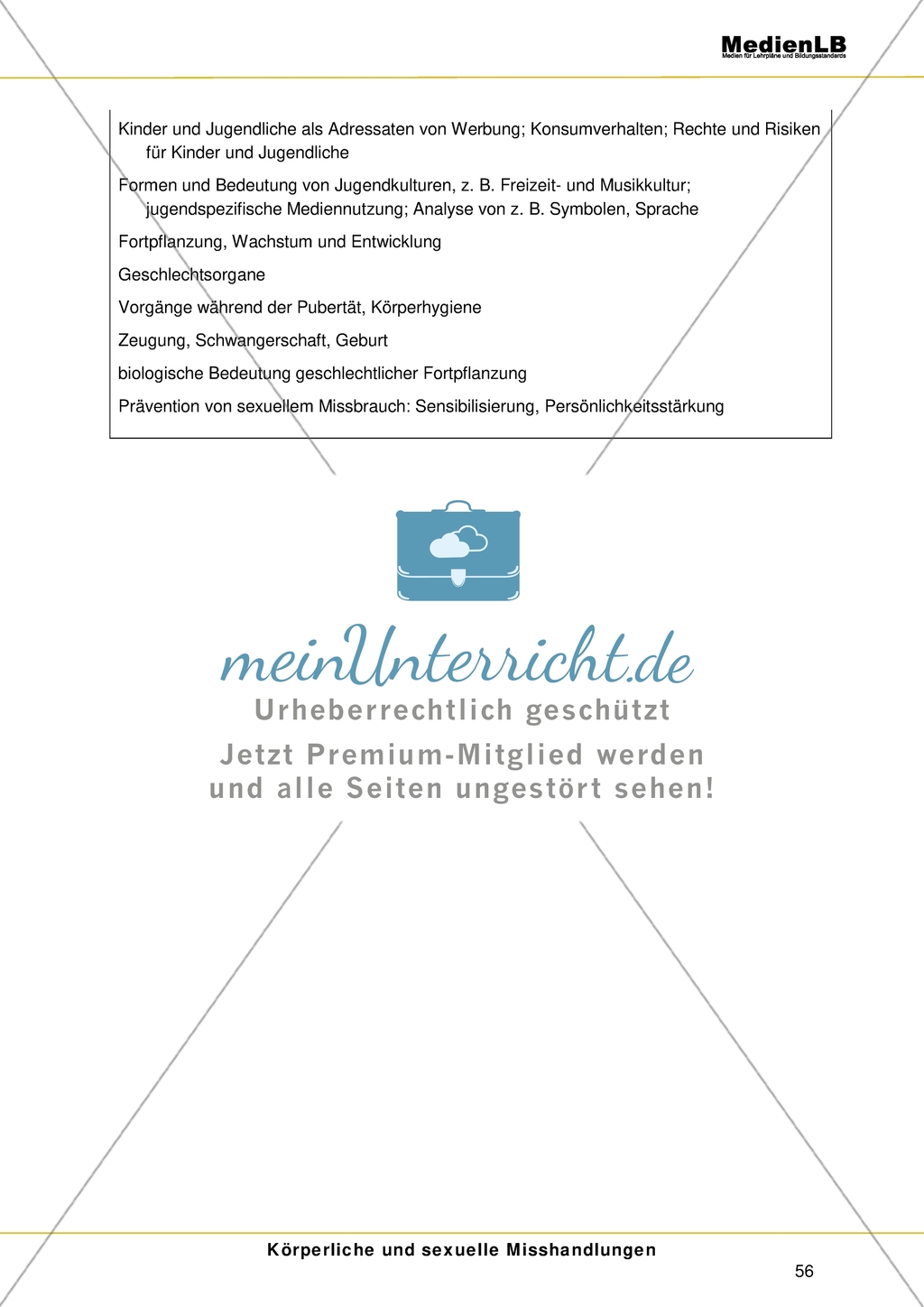 Missbrauch Kinder und Jugendlicher: Lehrplanbezug Bayern Preview 2