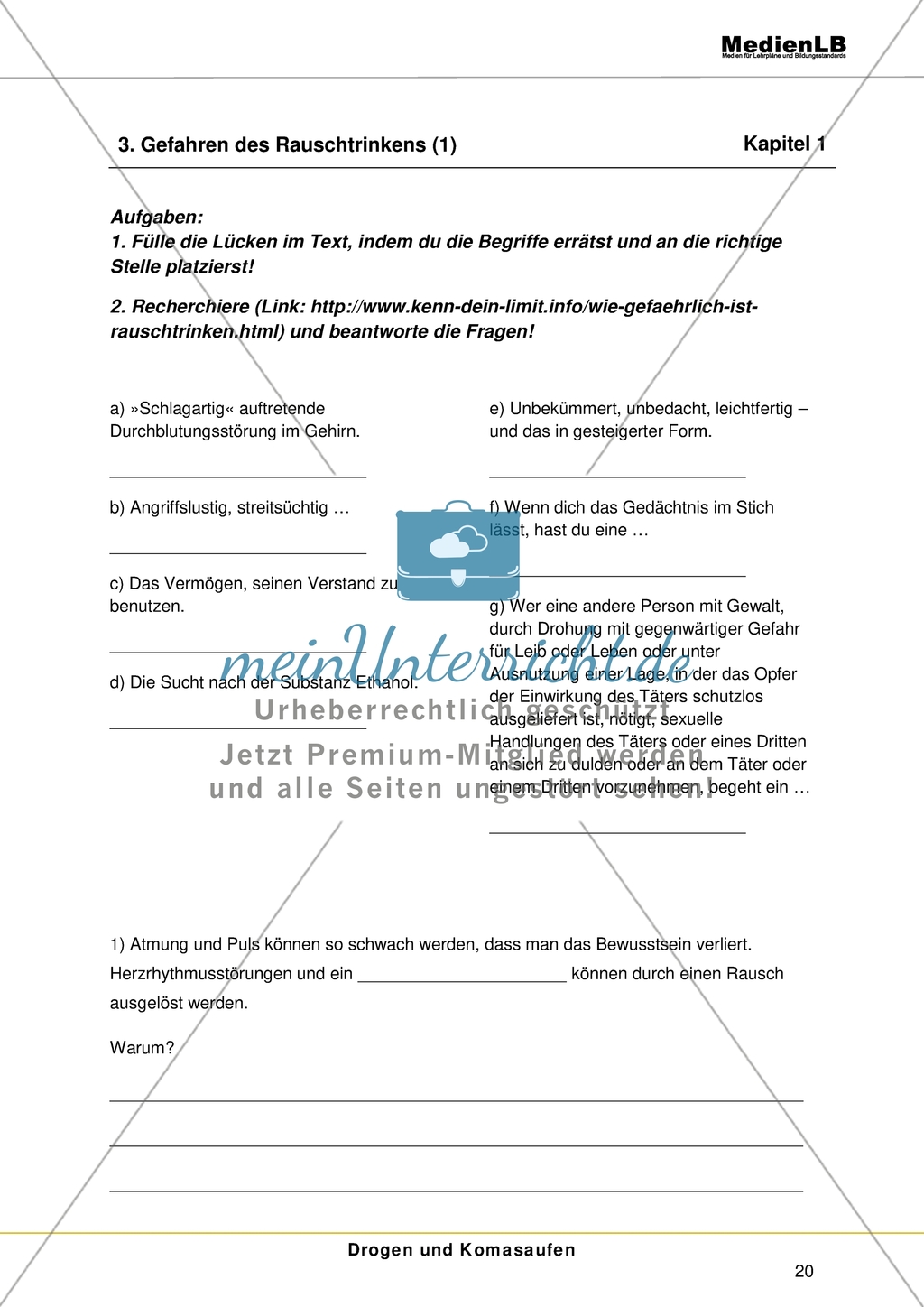 Arbeitsblätter zum Thema