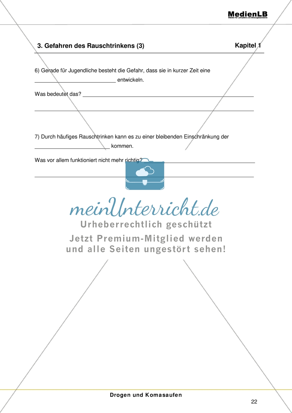 Arbeitsblätter zum Thema