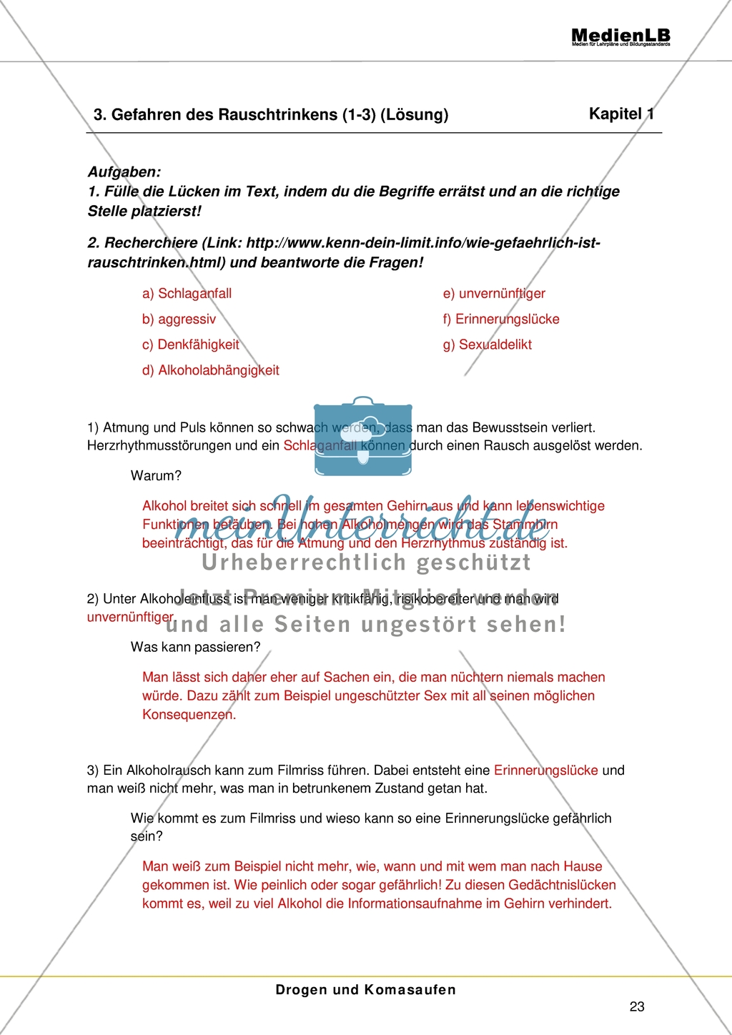 Arbeitsblätter zum Thema