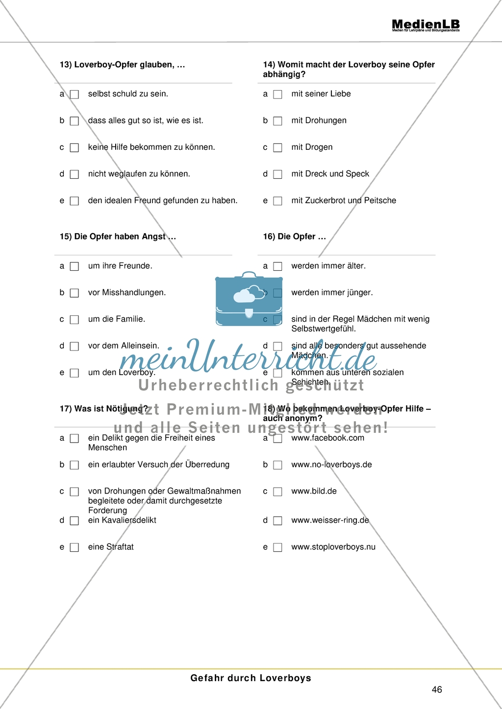 Gefahr durch Loverboys: Testaufgaben Preview 4