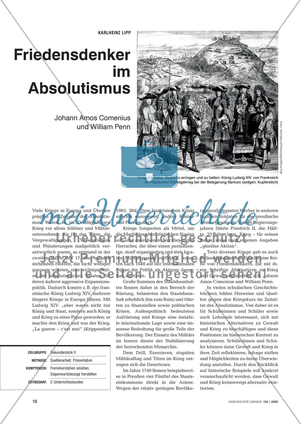 Friedensdenker im Absolutismus: Johann Amos Comenius und William Penn Preview 1