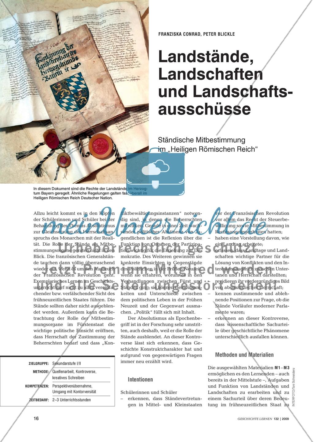 Landstände, Landschaften und Landschaftsausschüsse: Ständische Mitbestimmung im Absolutismus Preview 1