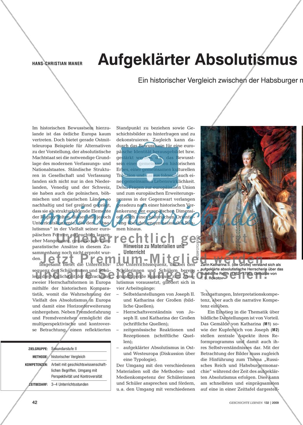 Aufgeklärter Absolutismus im östlichen Europa: Ein historischer Vergleich zwischen der Habsburgermonarchie und dem Russischem Reich Preview 1