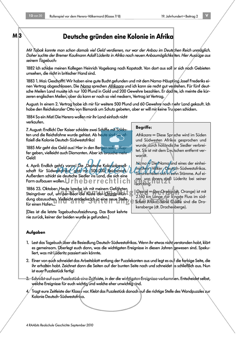 Deutsche Kolonialherren und afrikanische Ureinwohner: Die Geschichte der Kolonie Deutsch-Südwestafrika in Gruppen erarbeiten und als Puzzle zusammensetzen und präsentieren Preview 3