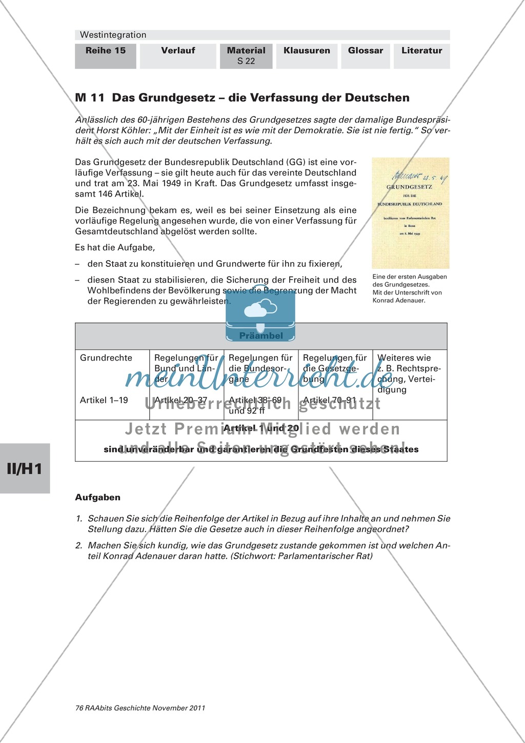 Beginn der Westintegration von der Einführung des Grundgesetzes bis zu europäischen Partnerschaften Preview 1