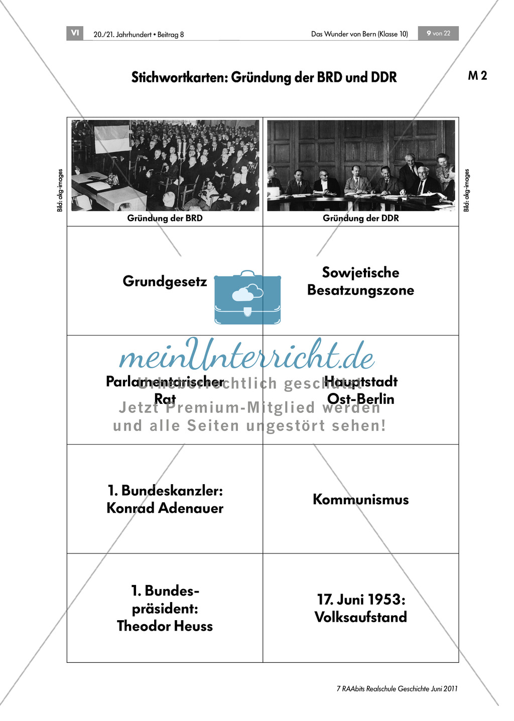 Vorwissen Nachkriegszeit:Stichwortkarten Preview 2