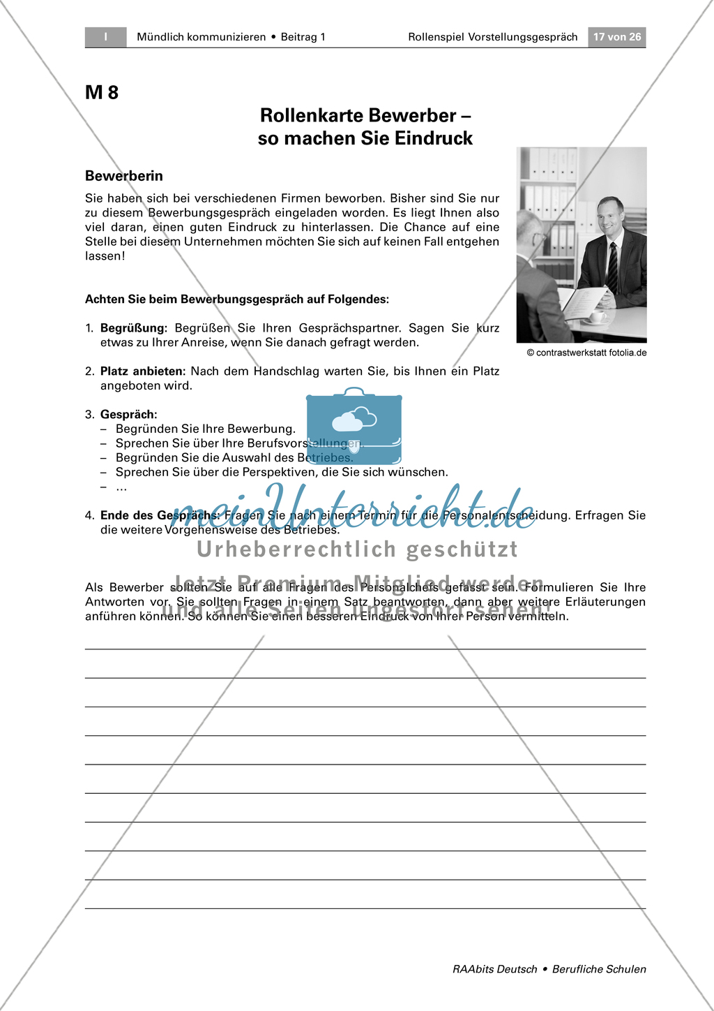 Thema Bewerbung: Sich im Bewerbungsgespräch überzeugend präsentieren können Preview 3