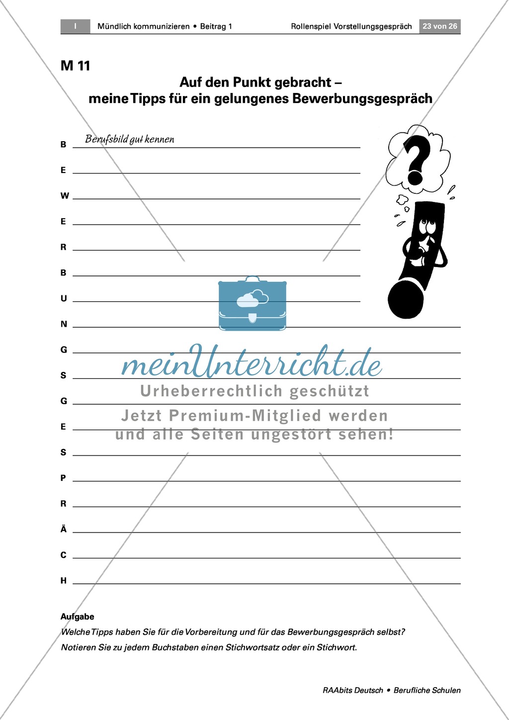 Thema Bewerbung: Ein Bewerbungsgespräch analysieren + Ratschläge formulieren Preview 4