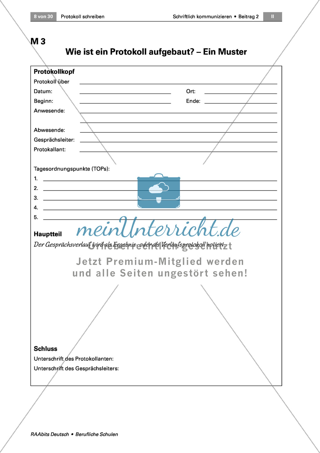 Ein Protokoll schreiben: Kennen lernen der beiden Protokollarten Ergebnisprotokoll + Verlaufsprotokoll Preview 4