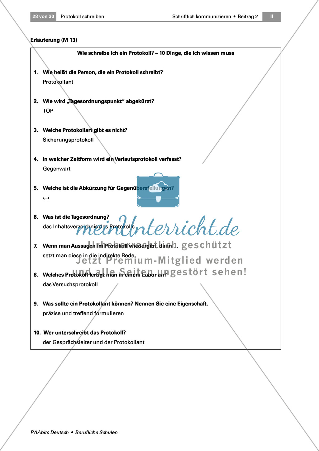 Ein Protokoll schreiben: Lernkontrolle - ein Ergebnisprotokoll verfassen Preview 2