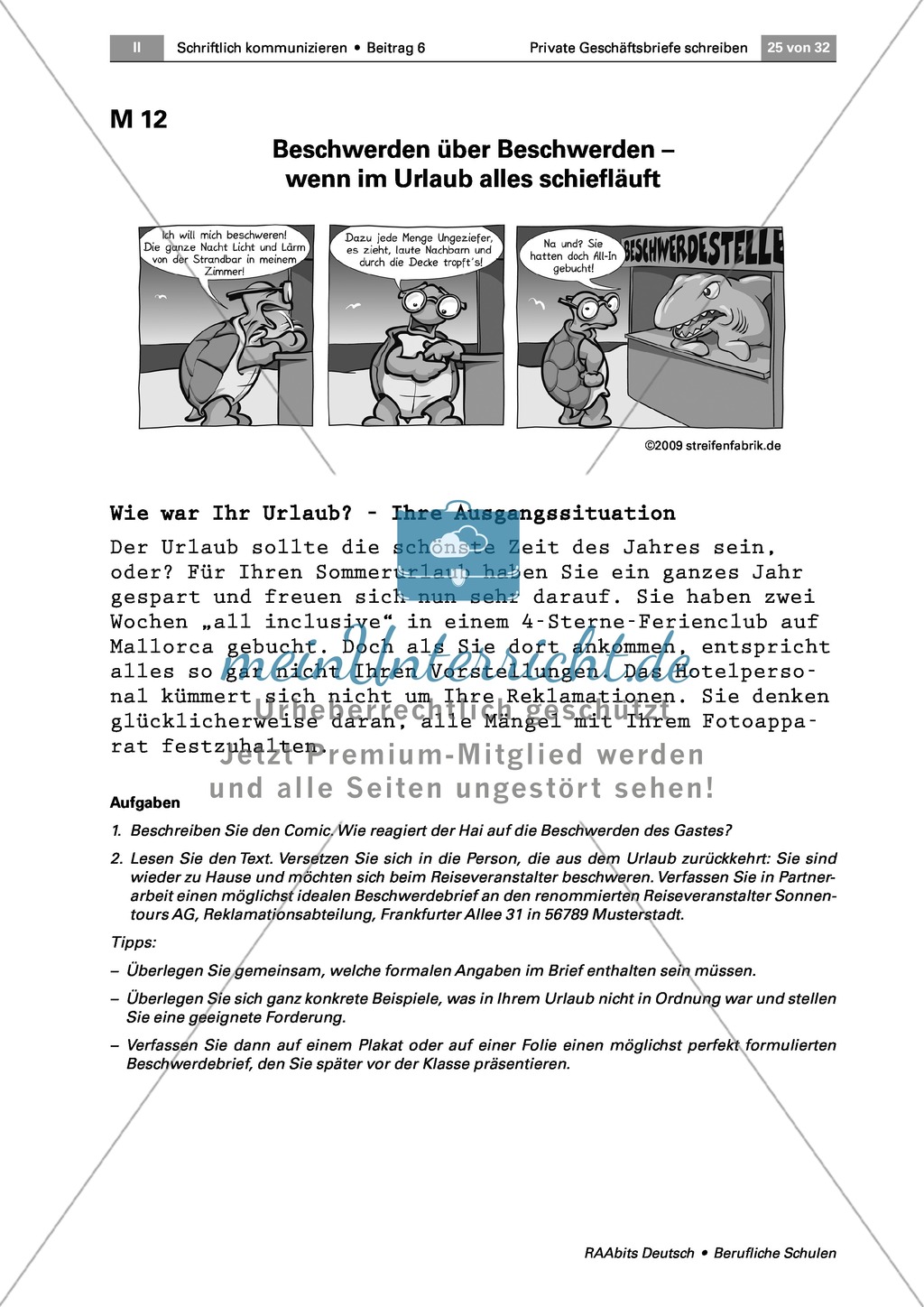 Private Geschäftsbriefe schreiben: Einen Übungsbrief verfassen + Überblick Preview 1