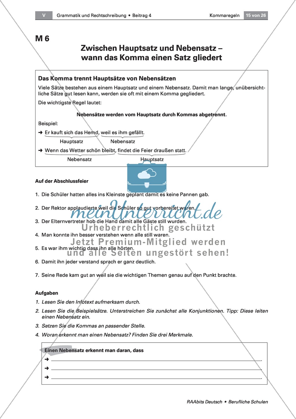 Kommaregeln: Komma bei Nebensätzen Preview 1