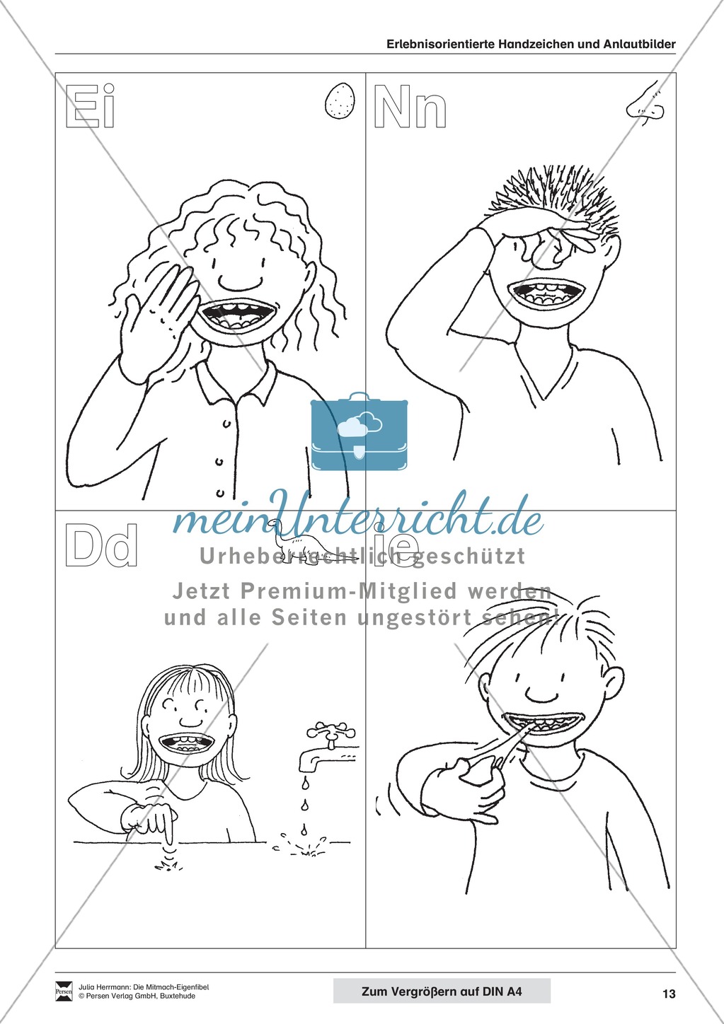 Die Mitmach-Erlebnisfibel: Erlebnisorientierte Handzeichen und Anlautbilder Preview 4